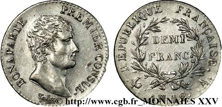 Demi-franc Bonaparte Premier consul 1804 Paris F.173/2 SS 