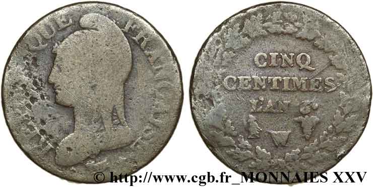 Cinq centimes Dupré, grand module 1800 Lille/Paris F.115/142 VG 