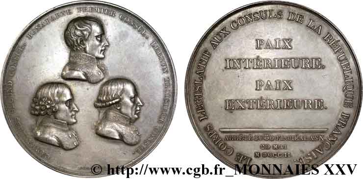 FRANZOSISCHES KONSULAT Médaille AR 68 pour la paix d Amiens VZ