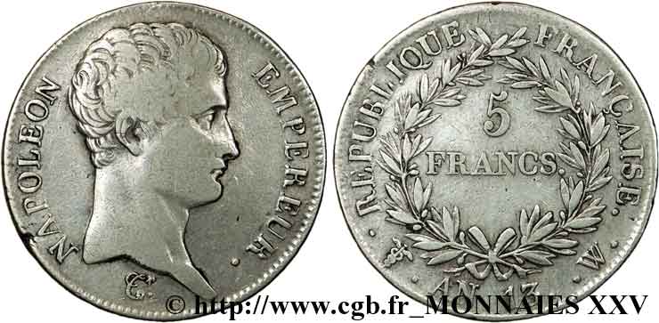 5 francs Napoléon empereur, calendrier révolutionnaire 1805 Lille F.303/18 BC 