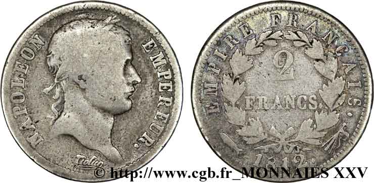 2 francs Napoléon Ier tête laurée, Empire français 1812 Utrecht F.255/50 VG 