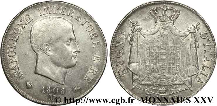 5 lire, 2e type 1808 Milan VG.1315  EBC 