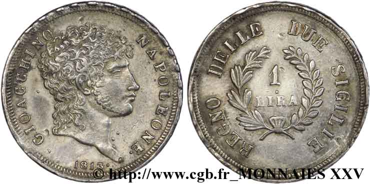 1 lira 1813 Naples VG.2258  XF 