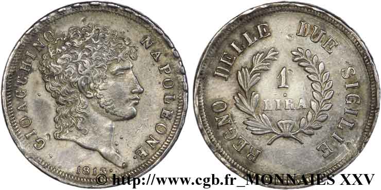 1 lira 1813 Naples VG.2258  MBC 