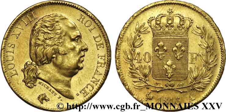 40 francs or Louis XVIII 1816 Paris F.542/1 SPL 