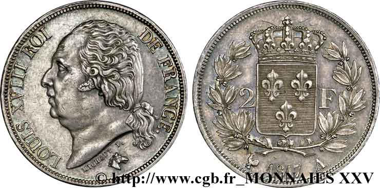 2 francs Louis XVIII 1817 Paris F.257/8 TTB 