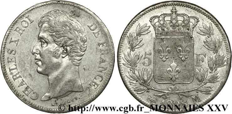 5 francs Charles X, 2e type 1828 Toulouse F.311/22 MBC 