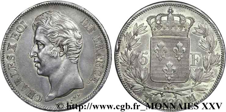 5 francs Charles X, 2e type 1830 Marseille F.311/49 SPL 