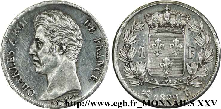 1 franc Charles X 1829 Rouen F.207A/14 VZ 
