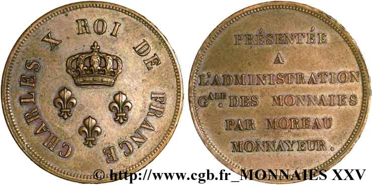 Essai de virole au module de 2 francs par Moreau 1824 Paris VG.2611  EBC 