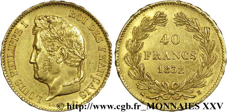 40 francs or Louis-Philippe 1832 Rouen F.546/4 SS 