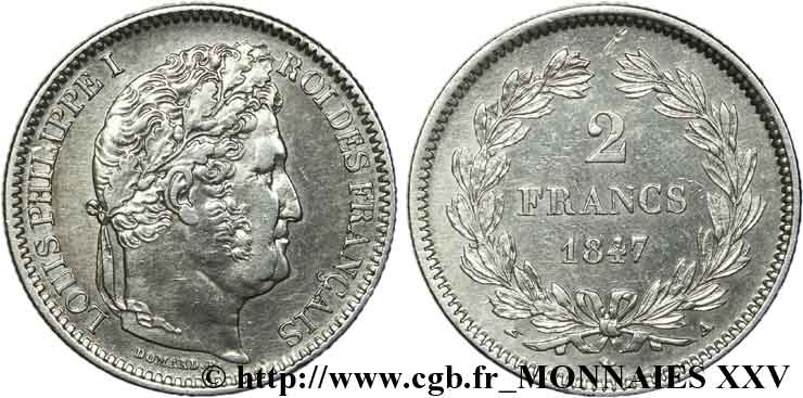 2 francs Louis-Philippe 1847 Paris F.260/112 MBC 
