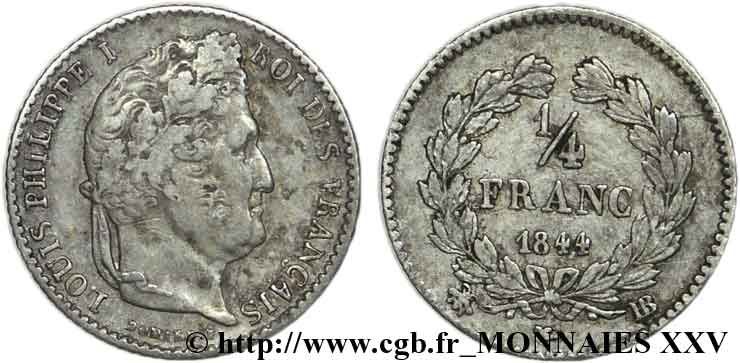 1/4 franc Louis-Philippe 1844 Strasbourg F.166/99 MBC 