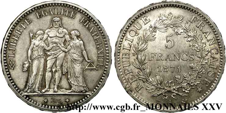5 francs Commune de Paris 1871 Paris F.334/3 MS 