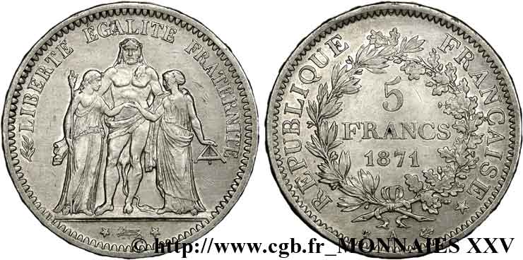 5 francs Commune de Paris 1871 Paris F.334/3 XF 