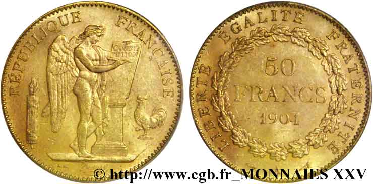 50 francs génie, Troisième république 1904 Paris F.549/6 SUP 