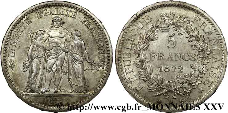 5 francs Hercule 1872 Paris F.334/6 MS 