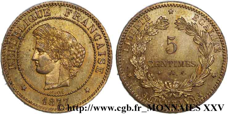 5 centimes Cérès 1877 Paris F.118/15 MS 