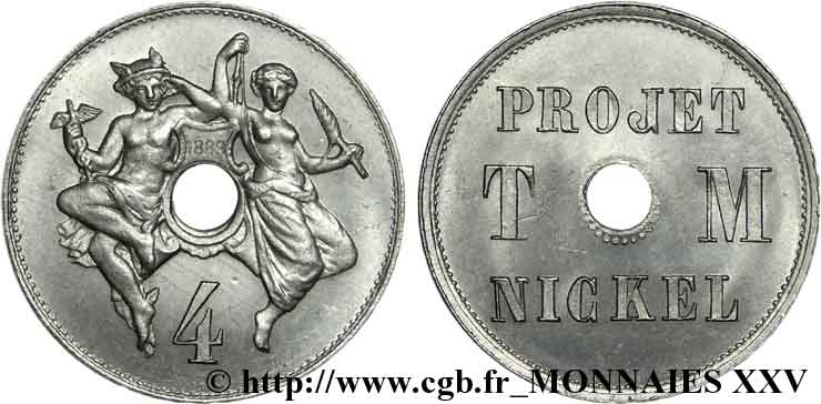Essai de 4 centimes Michelin en nickel 1889 Paris VG.4110  SPL 