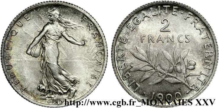 2 francs Semeuse 1900 Paris F.266/4 MS 