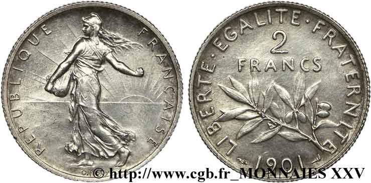 2 francs Semeuse 1901 Paris F.266/6 MS 