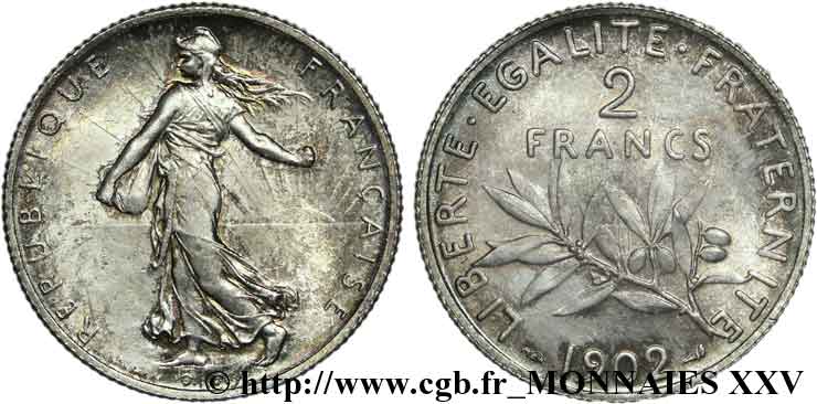 2 francs Semeuse 1902 Paris F.266/7 fST 