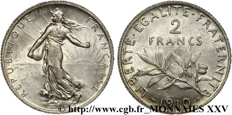 2 francs Semeuse 1910 Paris F.266/12 AU 