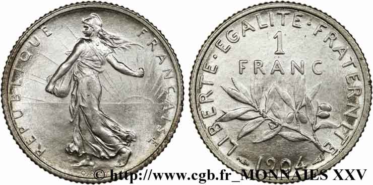 1 franc Semeuse 1904 Paris F.217/9 FDC 