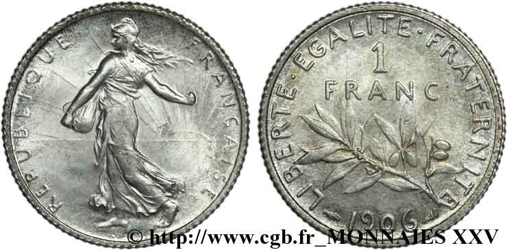 1 franc Semeuse 1906 Paris F.217/11 AU 