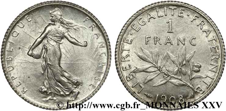 1 franc Semeuse 1908 Paris F.217/13 MS 