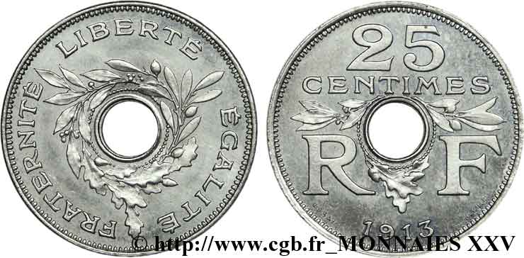 Essai de 25 centimes de Guis, grand module 1913 Paris VG.4753  SC 