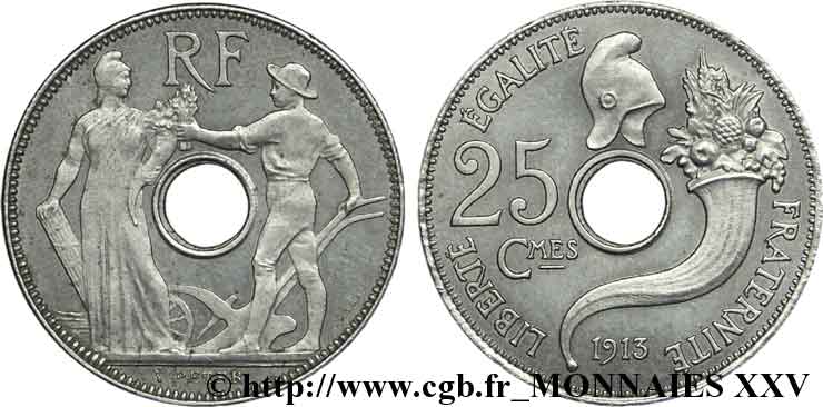 Essai de 25 centimes de Peter, grand module 1913 Paris VG.4758  fST 