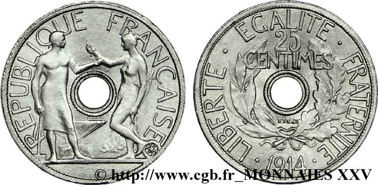 Essai de 25 centimes de Delpech, petit module 1914 Paris VG.4811  MS 