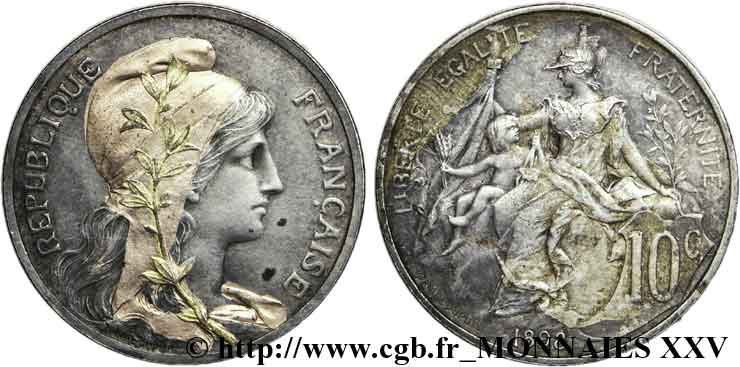 10 centimes Daniel-Dupuis, bicolore 1898 Paris  EBC 