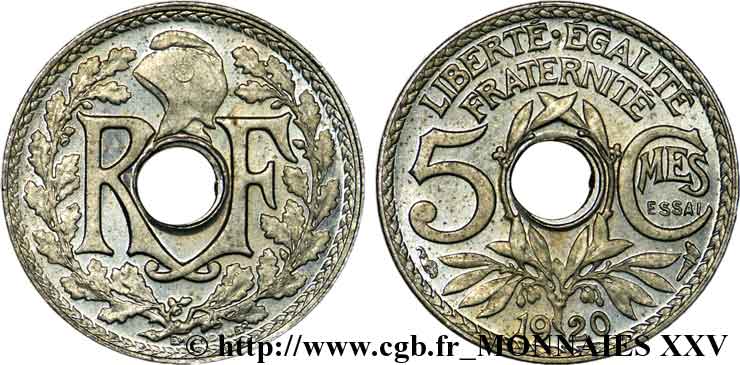 Essai de 5 centimes Lindauer en cupro-nickel 1920 Paris F.122/1 ST 