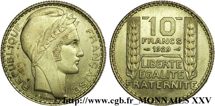 Essai de 10 francs par Turin en bronze-aluminium 1929 Paris VG.5243  SUP 