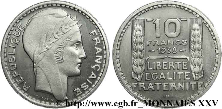 Essai de 10 francs Turin en nickel 1938 Paris VG.5489 c MS 