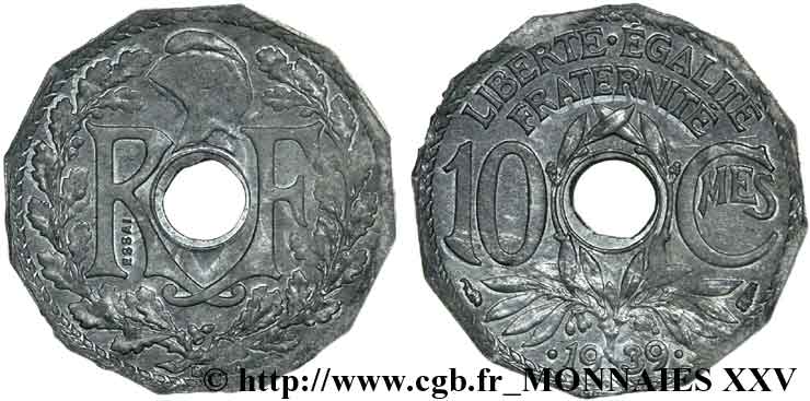 Essai de 10 centimes Lindauer en zinc 1939 Paris G.288  AU 