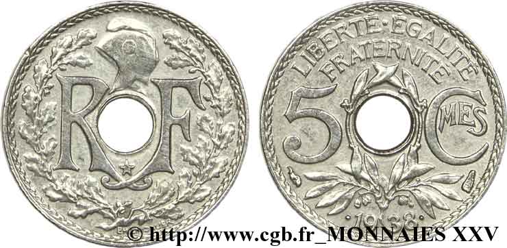 5 centimes Lindauer, Maillechort, avec étoile 1938 Paris F.123/1 SUP 