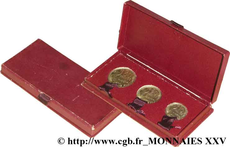 Concours monétaire de 1950, boîte des 3 essais, 10, 20 et 50 francs 1950 Paris  SPL 