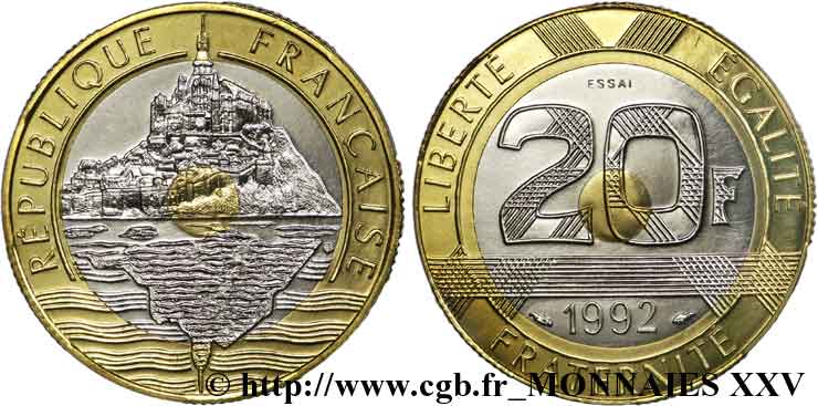 Essai 20 francs Mont Saint-Michel 1992 Pessac F.403/1 FDC 
