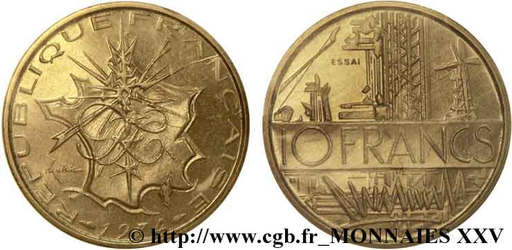 Essai de 10 francs Mathieu, tranche B 1974 Pessac F.365/1 ST 