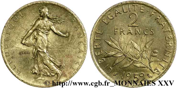 Essai de 2 francs Semeuse  1959 Paris G.540 var EBC 
