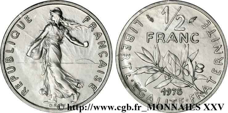 Piéfort nickel de 1/2 franc Semeuse 1978 Pessac F.198/17P FDC 