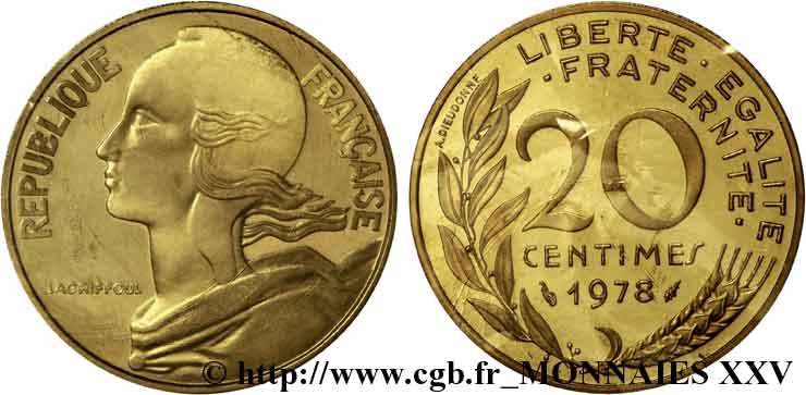Piéfort Br-Al de 20 centimes Marianne 1978 Pessac F.156/18P MS 