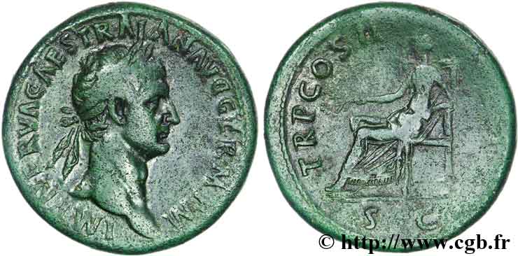 TRAJANUS Sesterce, (GB, Æ 34) XF