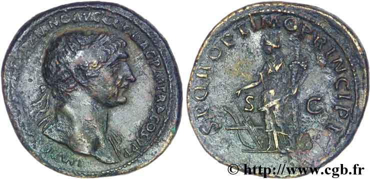 TRAJANUS Sesterce, (GB, Æ 34) XF