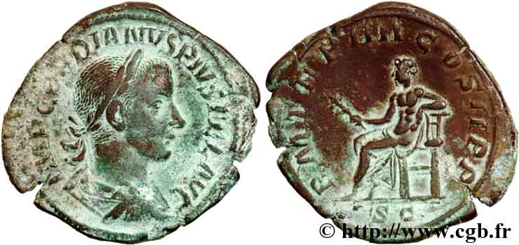 GORDIANUS III Sesterce, (GB, Æ 33) fVZ/SS