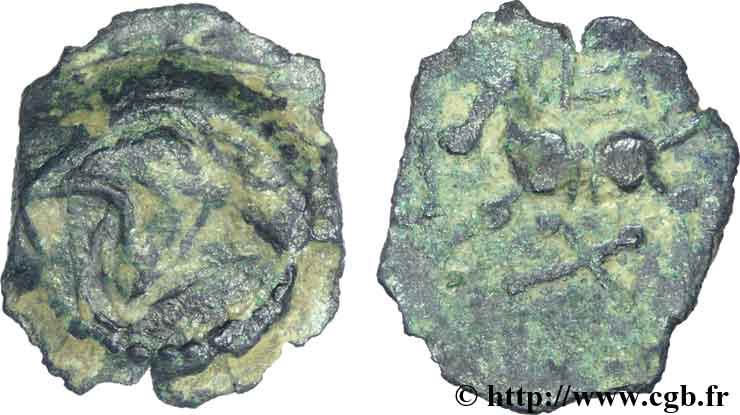 BITURIGES CUBI, INCIERTAS Bronze au loup et au pégase à gauche, à la croix bouletée BC