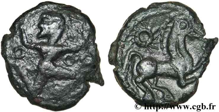 GALLIEN - BELGICA - BELLOVACI (Region die Beauvais) Bronze au personnage courant fSS/SS